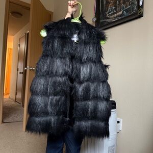 BCBGeneration Black Faux Fur Outerwear